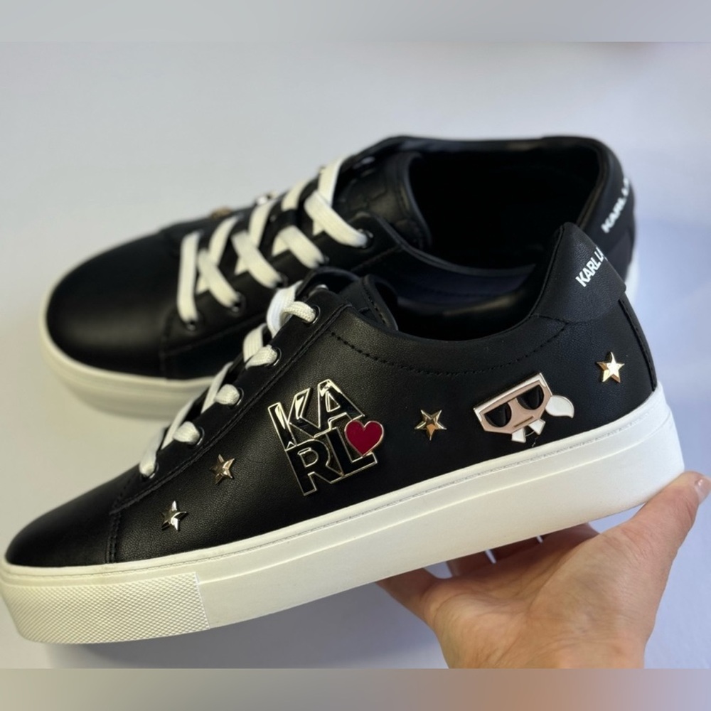 Karl Lagerfeld Paris Womens Cate Pins White Casual Fashion Sneakers Shoes Size 9